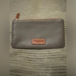 Dooney & Bourke Grey Pebbled Leather Zip Wallet/Pouch